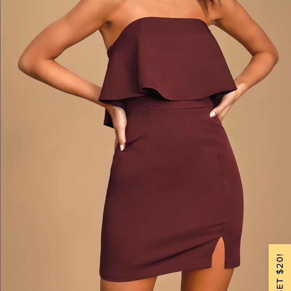 Lulus Burgundy Strapless Bodycon Dress